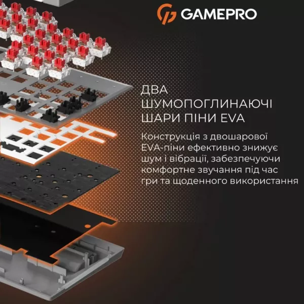 Клавіатура GamePro Genesis Metallic 100% Red switches (Gray) (UA)