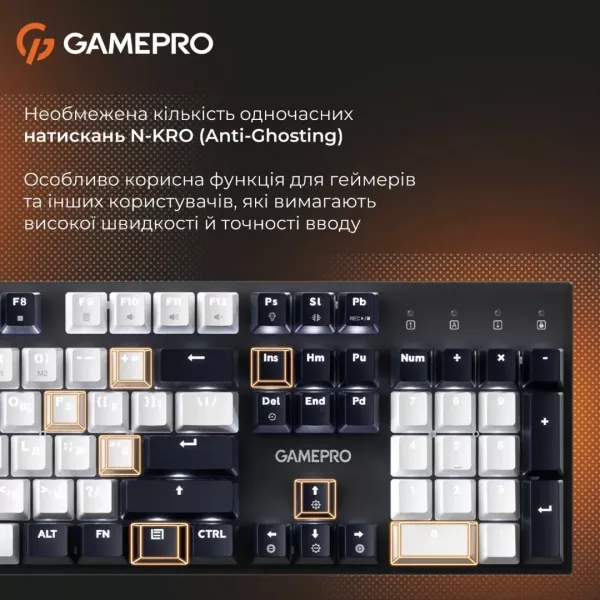 Клавіатура GamePro Genesis Metallic 100% Red switches (Black) (UA)