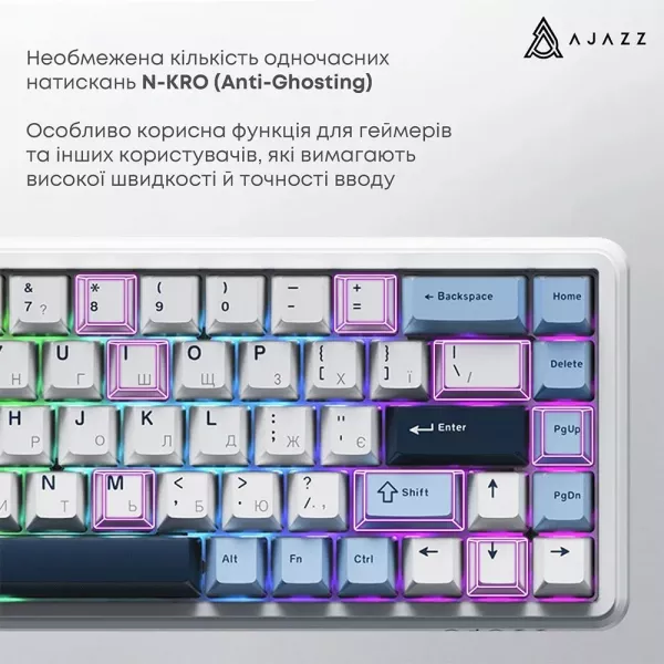 Клавіатура ігрова Ajazz (Blue/White/Dark Blue) (AK680-M-BWD-AW) (UA)