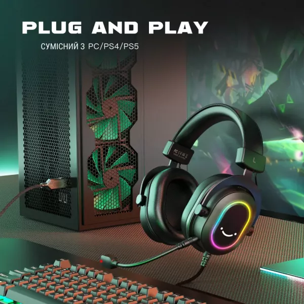 Ігрова гарнітура Fifine RGB H6 (Black) (UA)