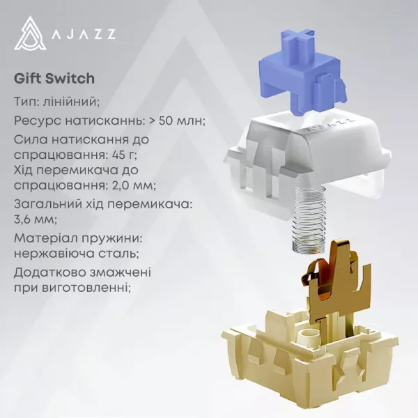 Клавіатура ігрова Ajazz AK820 PRO Gift Switch (Black) (AK820PRO-G-BGY) (UA)