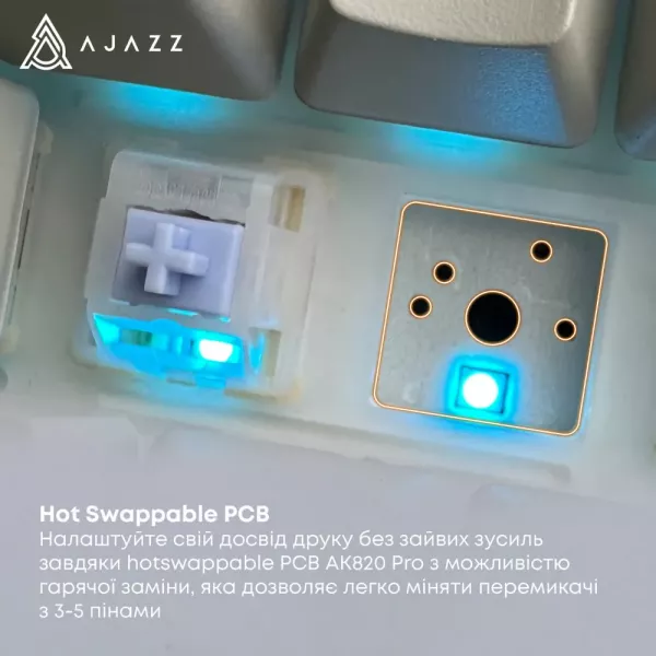 Клавіатура ігрова Ajazz AK820 PRO Gift Switch (Black) (AK820PRO-G-BGY) (UA)