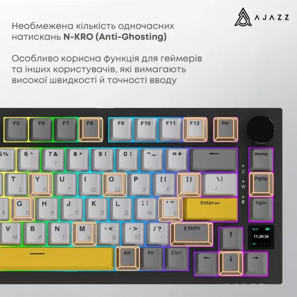 Клавіатура ігрова Ajazz AK820 PRO Gift Switch (Black) (AK820PRO-G-BGY) (UA)