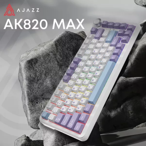 Клавіатура ігрова Ajazz AK820 MAX Magnetic Switches (White/Purple) (AK820MAX-WM-PWB) (UA)