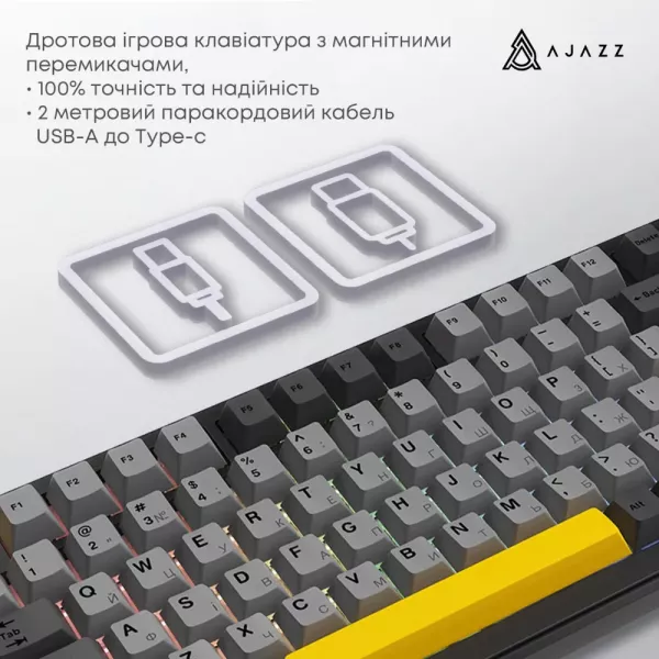 Клавіатура ігрова Ajazz AK820 MAX Magnetic Switches (Black) (AK820MAX-WM-BGY) (UA)