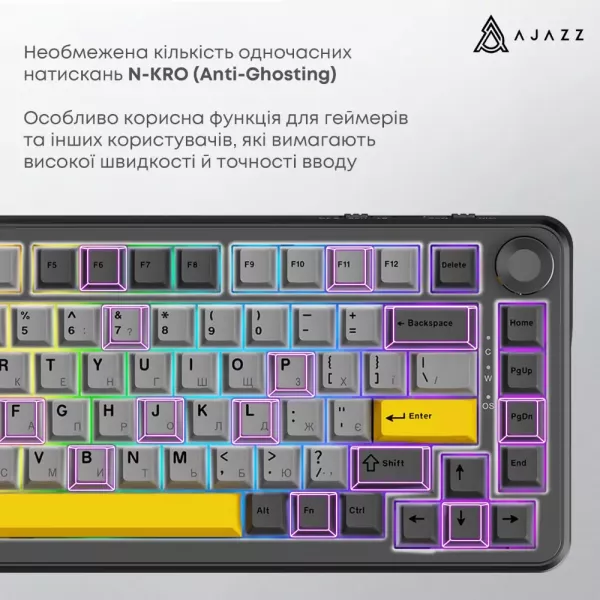Клавіатура ігрова Ajazz AK820 MAX Magnetic Switches (Black) (AK820MAX-WM-BGY) (UA)