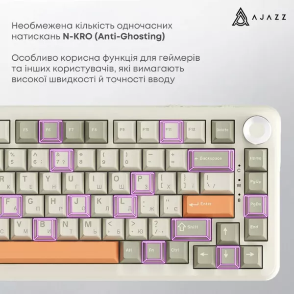 Клавіатура ігрова Ajazz AK820 MAX Flying Fish Switch (Retro) (AK820MAX-FF-R) (UA)