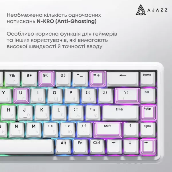 Клавіатура ігрова Ajazz AK680 MAX (White) (AK680-WM-W-A) (UA)