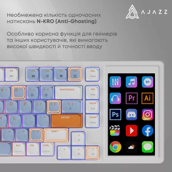 Клавіатура ігрова Ajazz AKP815 Red Switch (White/Blue) (AKP815-R-WBO) (UA)