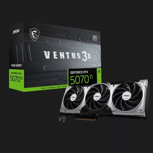 Відеокарта MSI GeForce RTX 5070 Ti Ventus 3X OC 16GB (GeForce RTX 5070 Ti 16G VENTUS 3X OC)