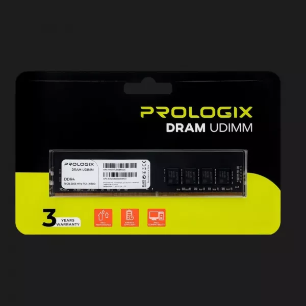 Оперативна памʼять Prologix DDR4 16GB 1x16GB 2666MHz (PRO16GB2666D4)