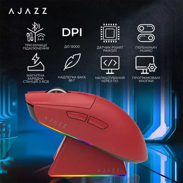 Ігрова миша Ajazz AJ139 V2 MC (Red) (UA)