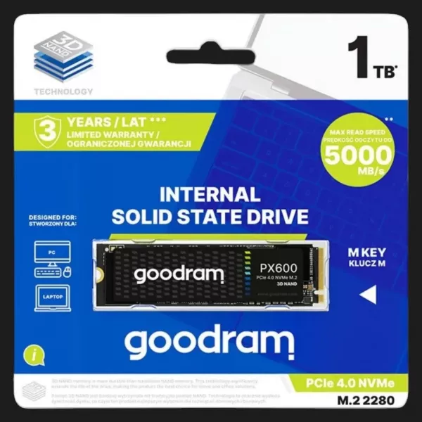 Накопичувач SSD GoodRam PX600 1TB NVMe PCIe 4.0 (SSDPR-PX600-1K0-80)
