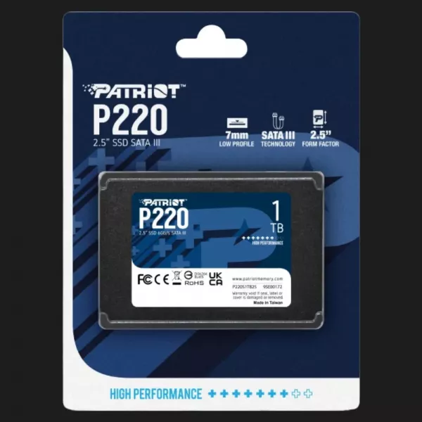 Накопичувач SSD Patriot P220 1TB SATA (P220S1TB25)