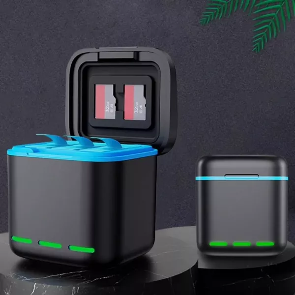Зарядний пристрій для GoPro Hero 9-12 Portable Battery Charger 3 Slot Charging Box