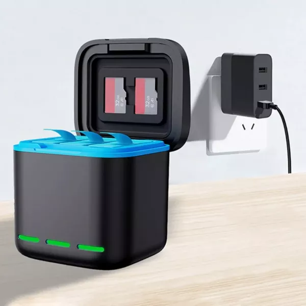 Зарядний пристрій для GoPro Hero 9-12 Portable Battery Charger 3 Slot Charging Box