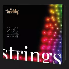 Гірлянда Smart LED Twinkly Strings RGB 250, Gen II, IP44, довжина 20м, кабель чорний