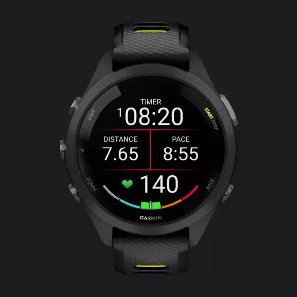 Garmin Forerunner 265S Black Bezel and Case with Black/Amp Yellow Silicone Band