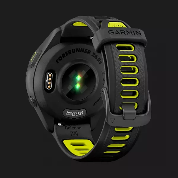 Garmin Forerunner 265S Black Bezel and Case with Black/Amp Yellow Silicone Band