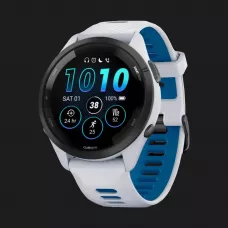 Garmin Forerunner 265 Black Bezel with Whitestone Case and Whitestone/Tidal Blue Silicone Band
