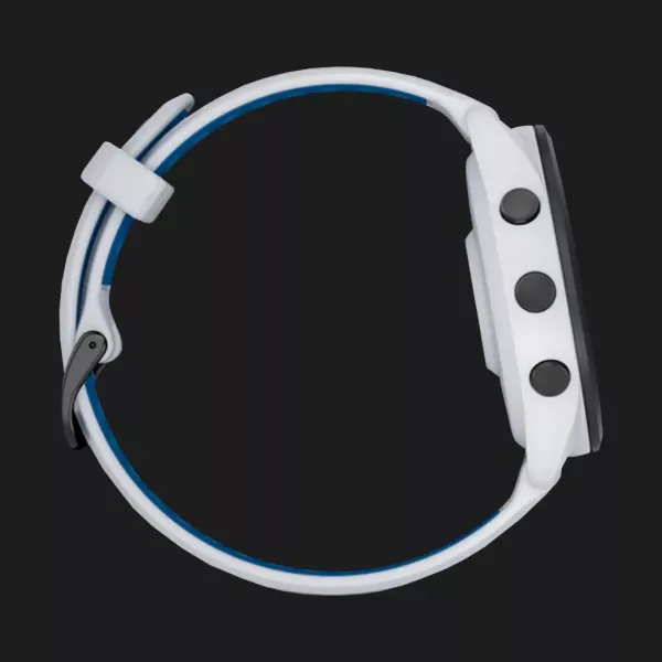 Garmin Forerunner 265 Black Bezel with Whitestone Case and Whitestone/Tidal Blue Silicone Band