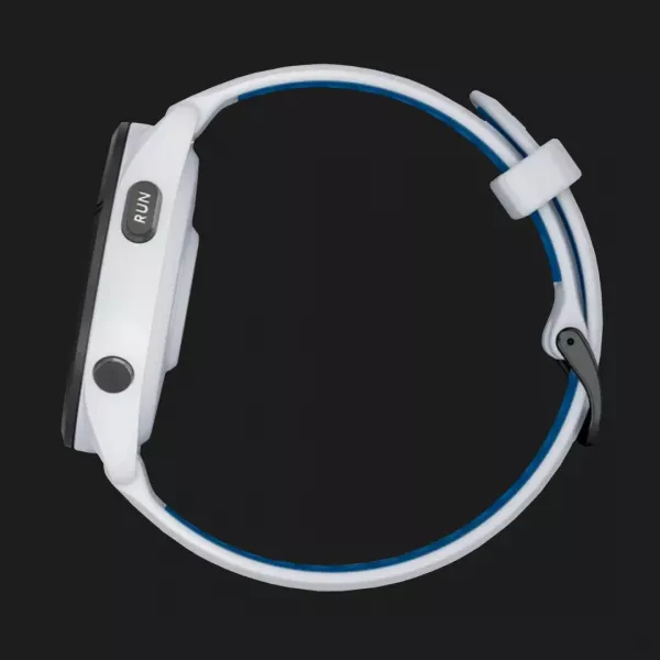 Garmin Forerunner 265 Black Bezel with Whitestone Case and Whitestone/Tidal Blue Silicone Band