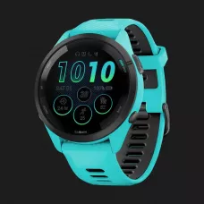 Garmin Forerunner 265 Black Bezel with Aqua Case and Aqua/Black Silicone Band