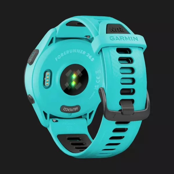 Garmin Forerunner 265 Black Bezel with Aqua Case and Aqua/Black Silicone Band