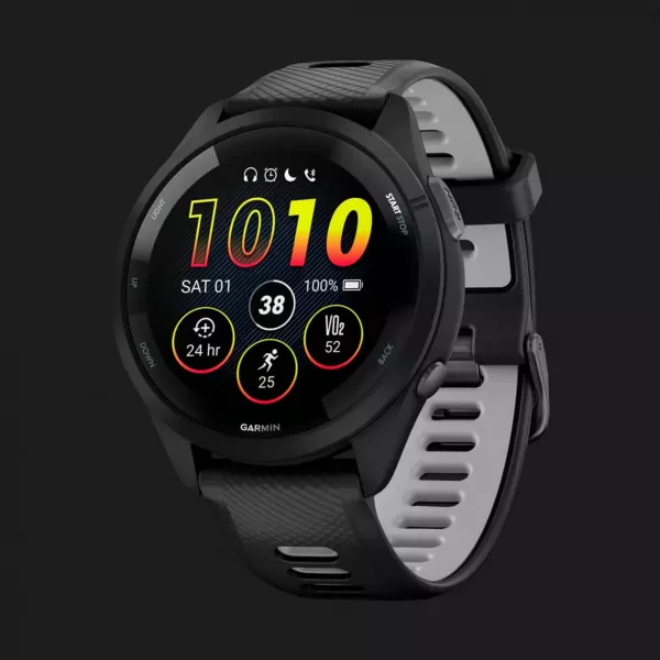 Garmin Forerunner 265 Black Bezel and Case with Black/Powder Gray Silicone Band