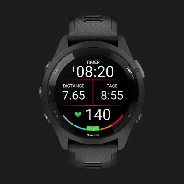 Garmin Forerunner 265 Black Bezel and Case with Black/Powder Gray Silicone Band