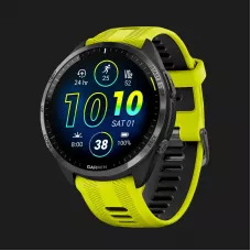 Garmin Forerunner 965 Carbon Gray DLC Titanium Bezel with Black Case and Amp Yellow/Black Silicone Band
