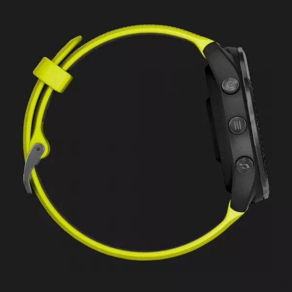 Garmin Forerunner 965 Carbon Gray DLC Titanium Bezel with Black Case and Amp Yellow/Black Silicone Band