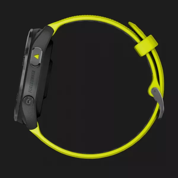 Garmin Forerunner 965 Carbon Gray DLC Titanium Bezel with Black Case and Amp Yellow/Black Silicone Band