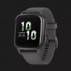 Garmin Venu Sq 2 Slate Aluminum Bezel with Shadow Gray Case and Silicone Band