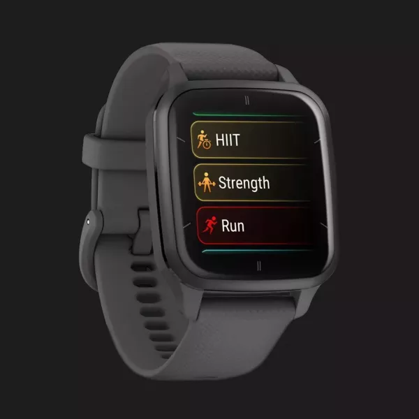 Garmin Venu Sq 2 Slate Aluminum Bezel with Shadow Gray Case and Silicone Band