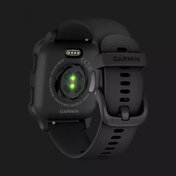 Garmin Venu Sq 2 Music Edition Slate Aluminum Bezel with Black Case and Silicone Band