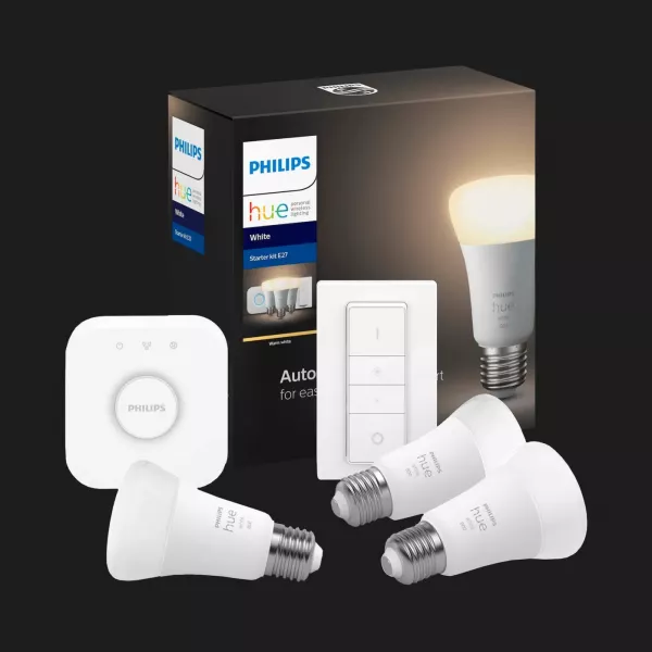 Стартовий комплект Philips Hue White (Bridge, Dimmer, лампа E27, 3шт)