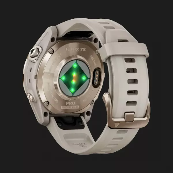Garmin Fenix 7S Pro Sapphire Solar Soft Gold with Light Sand Band