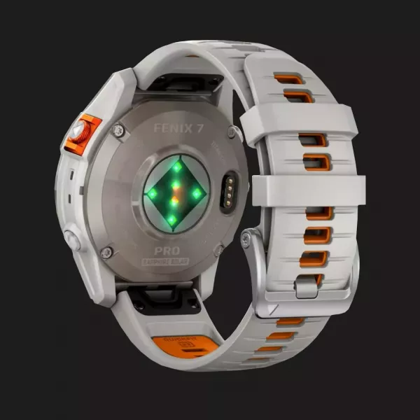 Garmin Fenix 7X Pro Sapphire Solar Titanium with Fog Gray/Ember Orange Band