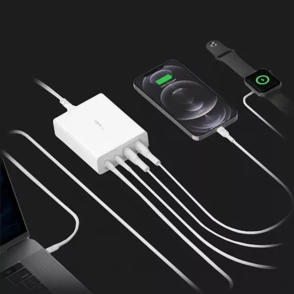 Зарядний пристрій Belkin 4-Port GaN 108W 2x USB-C, 2x USB-A (White)