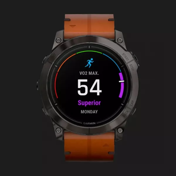 Garmin Epix Pro (Gen 2) Sapphire 51mm Carbon Gray DLC Titanium with Brown Leather Band