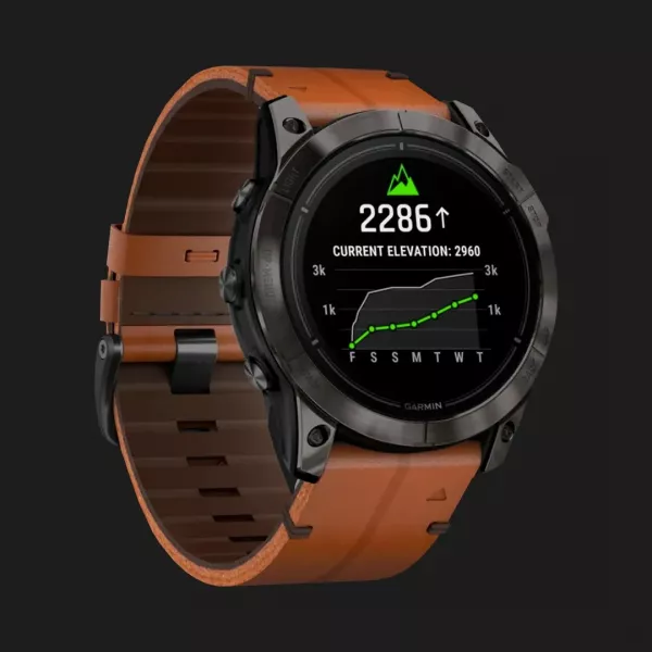 Garmin Epix Pro (Gen 2) Sapphire 51mm Carbon Gray DLC Titanium with Brown Leather Band