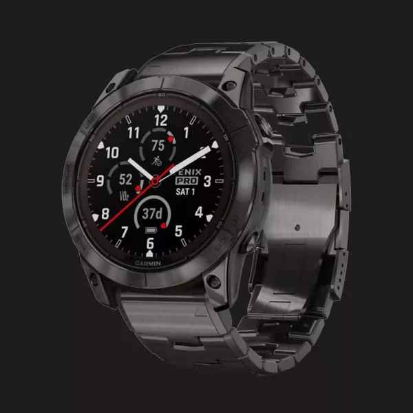 Garmin Fenix 7X Pro Sapphire Solar Carbon Gray DLC Titanium with Titanium Band