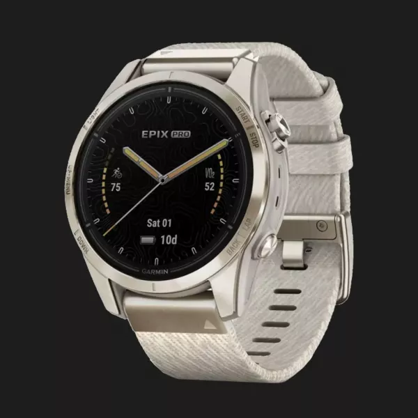 Garmin Epix Pro (Gen 2) Sapphire 42mm Soft Gold with Cream Heathered Nylon Band