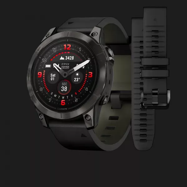 Garmin Epix Pro (Gen 2) Sapphire 47mm Carbon Gray DLC Titanium with Black Leather Band