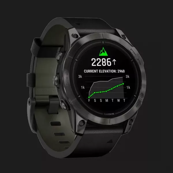 Garmin Epix Pro (Gen 2) Sapphire 47mm Carbon Gray DLC Titanium with Black Leather Band