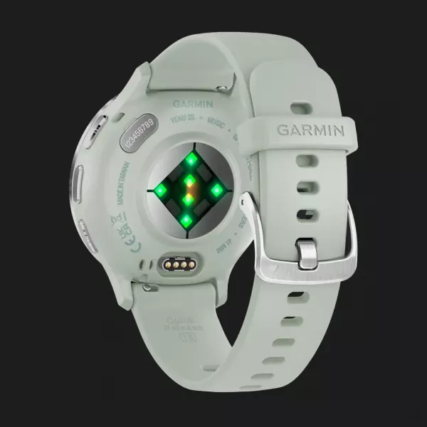 Garmin Venu 3S Silver Stainless Steel Bezel with Sage Gray Case and Silicone Band
