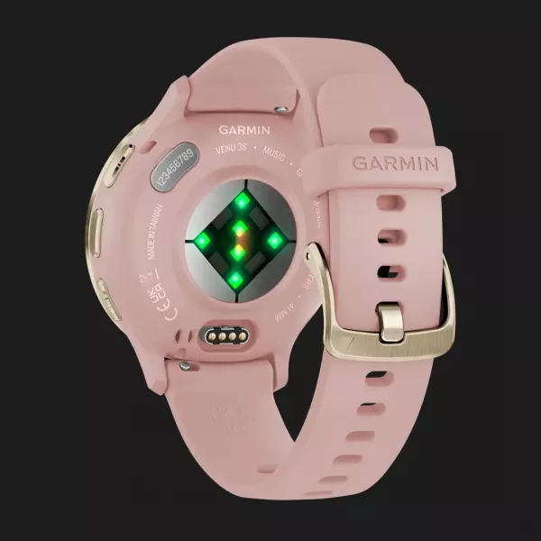 Garmin Venu 3S Soft Gold Stainless Steel Bezel with Dust Rose Case and Silicone Band