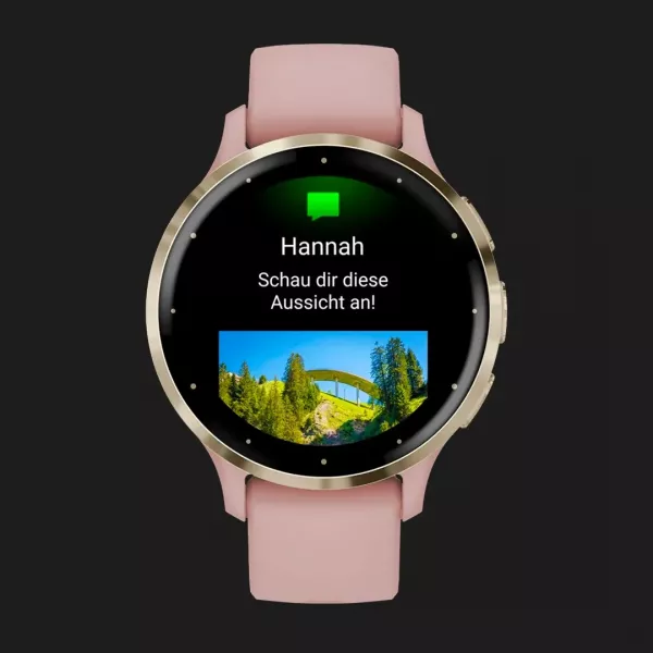 Garmin Venu 3S Soft Gold Stainless Steel Bezel with Dust Rose Case and Silicone Band