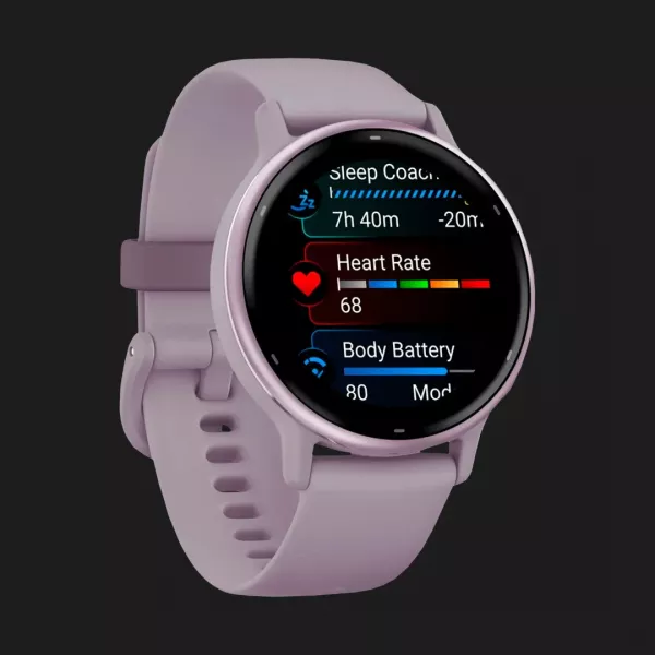 Garmin Vivoactive 5 Metallic Orchid Aluminum Bezel with Orchid Case and Silicone Band